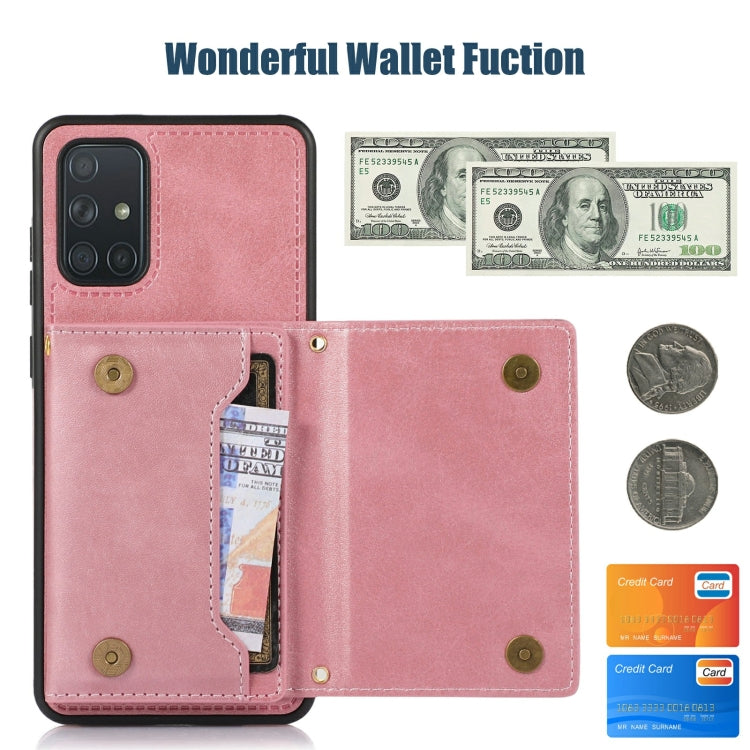For Samsung Galaxy A51 4G Three-fold RFID Leather Phone Case with Lanyard