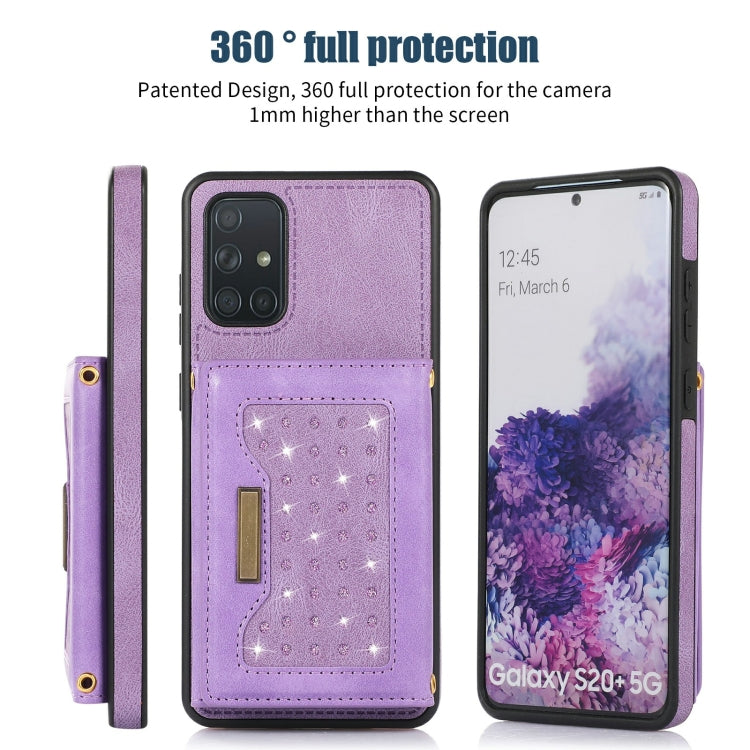 For Samsung Galaxy A51 4G Three-fold RFID Leather Phone Case with Lanyard