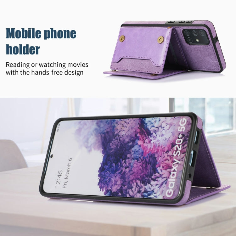 For Samsung Galaxy A51 4G Three-fold RFID Leather Phone Case with Lanyard