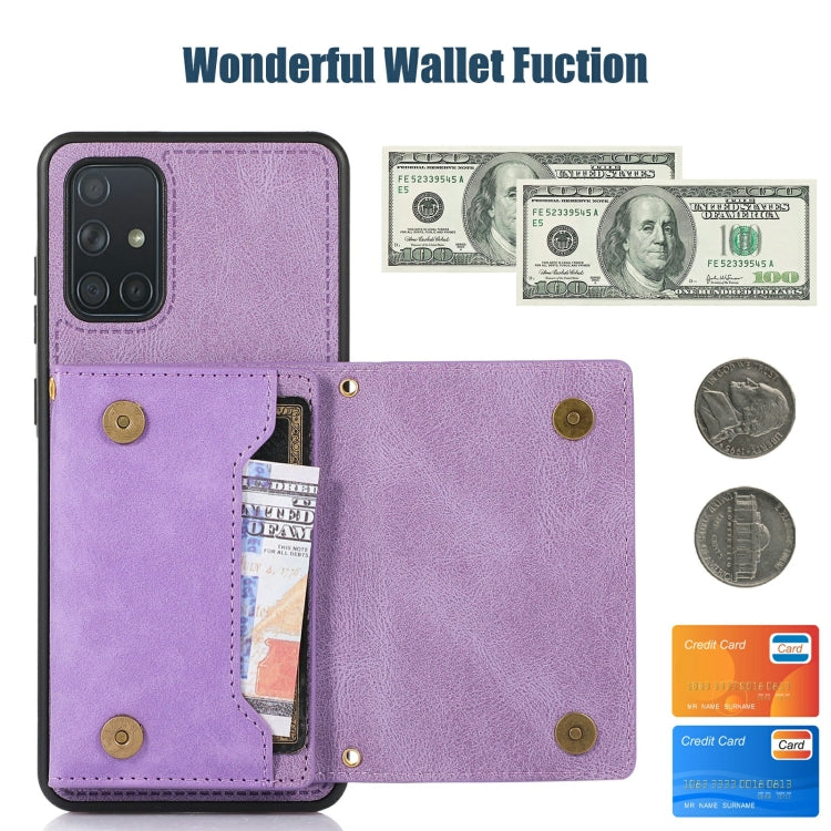 For Samsung Galaxy A51 4G Three-fold RFID Leather Phone Case with Lanyard