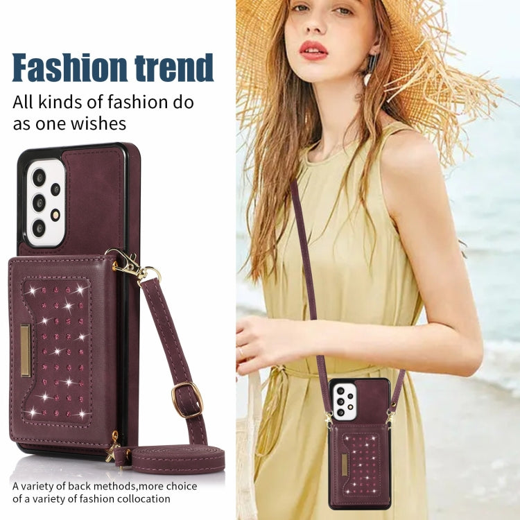 For Samsung Galaxy A53 5G Three-fold RFID Leather Phone Case with Lanyard