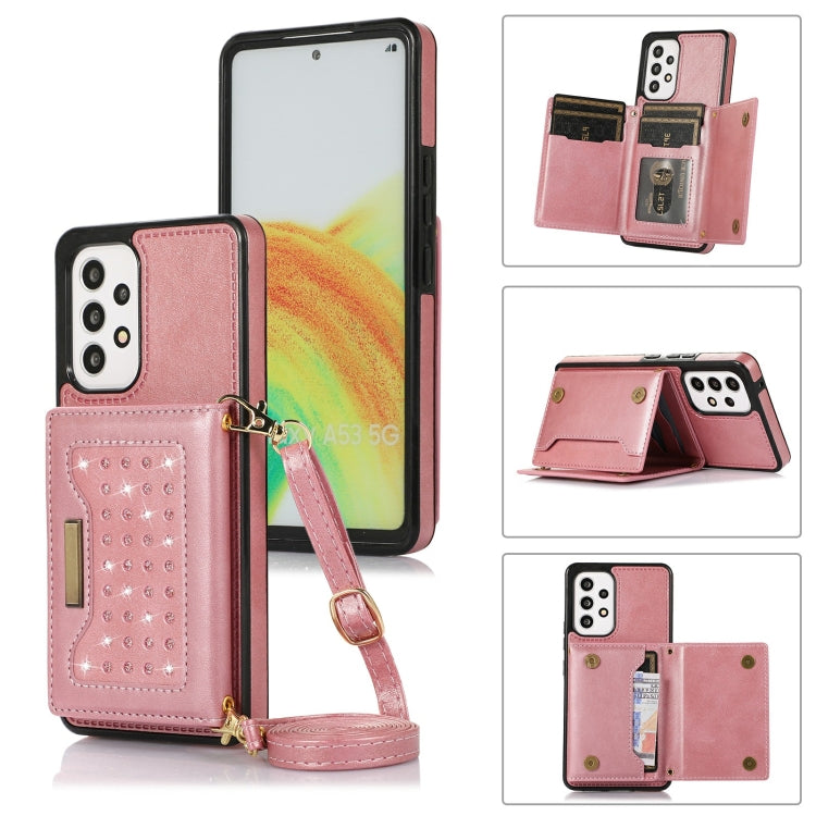 For Samsung Galaxy A53 5G Three-fold RFID Leather Phone Case with Lanyard