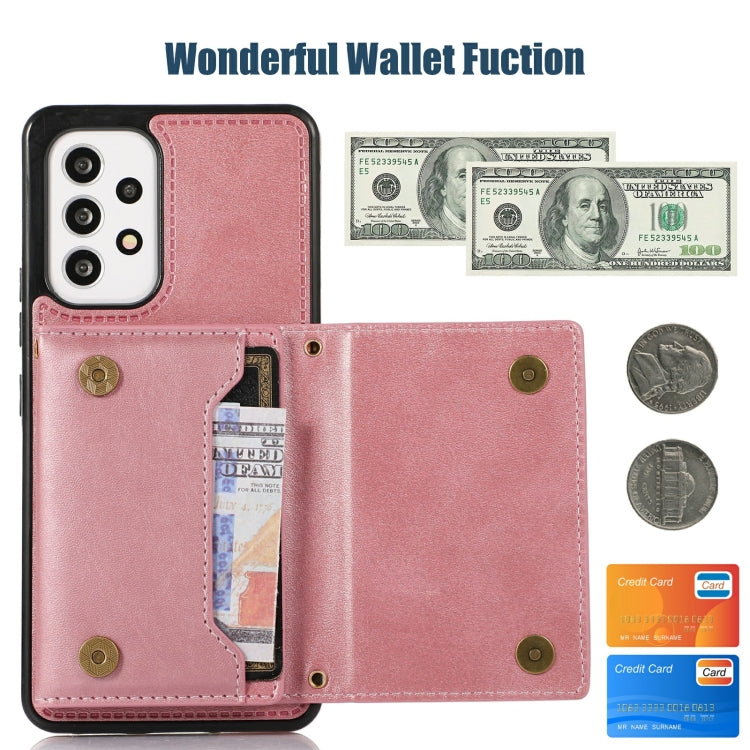 For Samsung Galaxy A53 5G Three-fold RFID Leather Phone Case with Lanyard