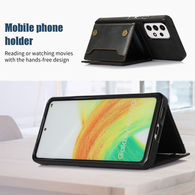 For Samsung Galaxy A52 5G/A52s 5G Three-fold RFID Leather Phone Case with Lanyard