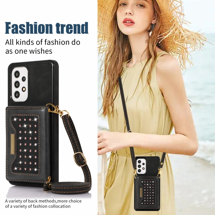 For Samsung Galaxy A52 5G/A52s 5G Three-fold RFID Leather Phone Case with Lanyard