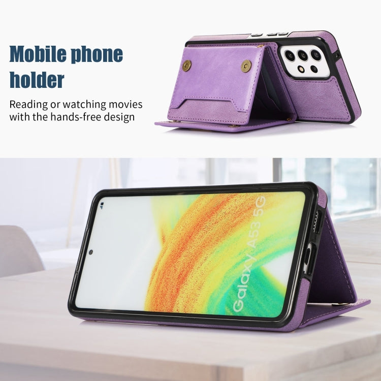 For Samsung Galaxy A52 5G/A52s 5G Three-fold RFID Leather Phone Case with Lanyard
