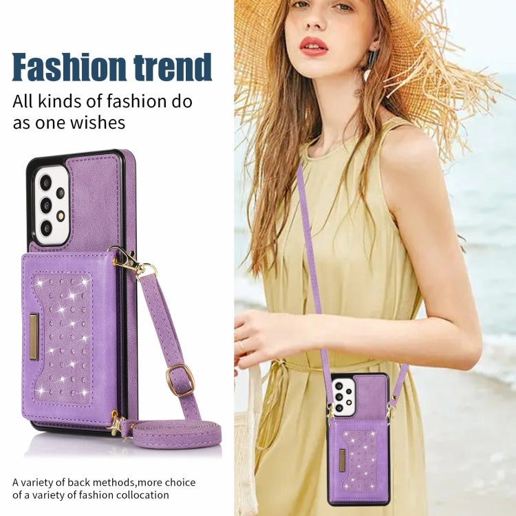 For Samsung Galaxy A52 5G/A52s 5G Three-fold RFID Leather Phone Case with Lanyard