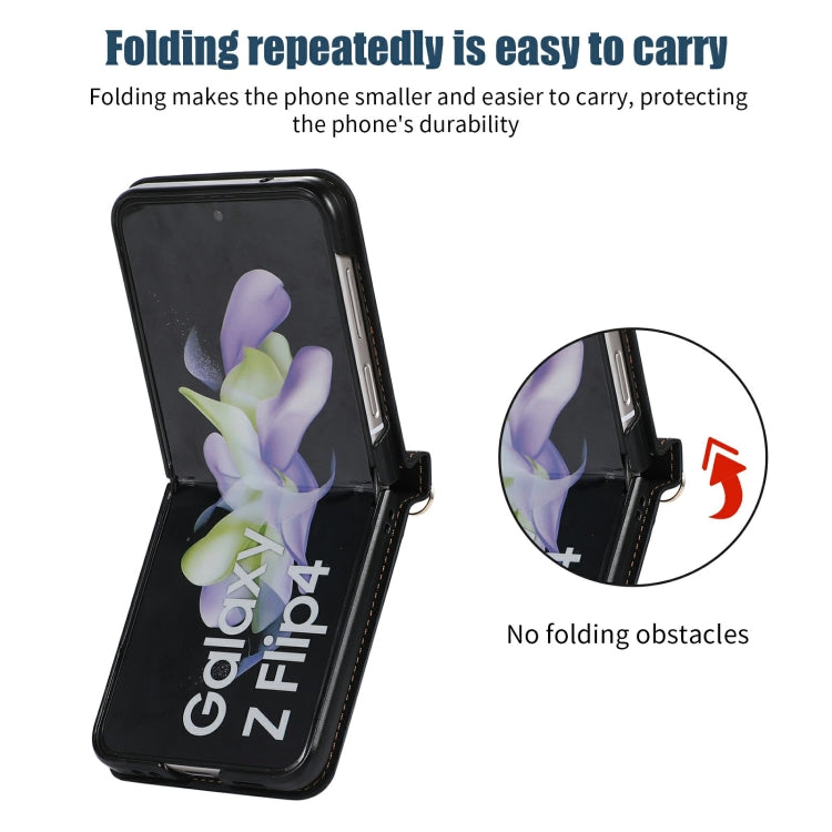 For Samsung Galaxy Z Flip3 5G Three-fold RFID Leather Phone Case with Lanyard
