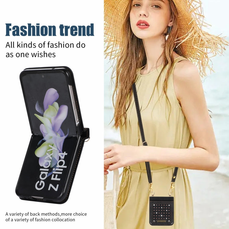For Samsung Galaxy Z Flip3 5G Three-fold RFID Leather Phone Case with Lanyard