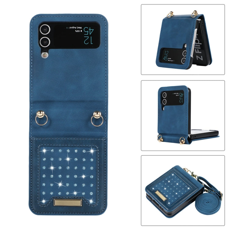 For Samsung Galaxy Z Flip3 5G Three-fold RFID Leather Phone Case with Lanyard
