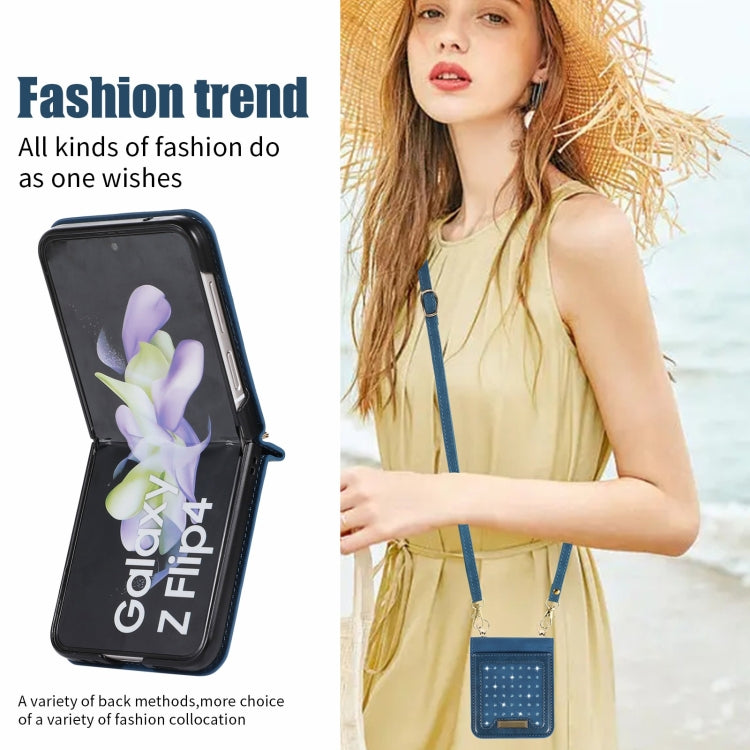 For Samsung Galaxy Z Flip3 5G Three-fold RFID Leather Phone Case with Lanyard