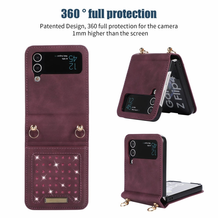 For Samsung Galaxy Z Flip3 5G Three-fold RFID Leather Phone Case with Lanyard