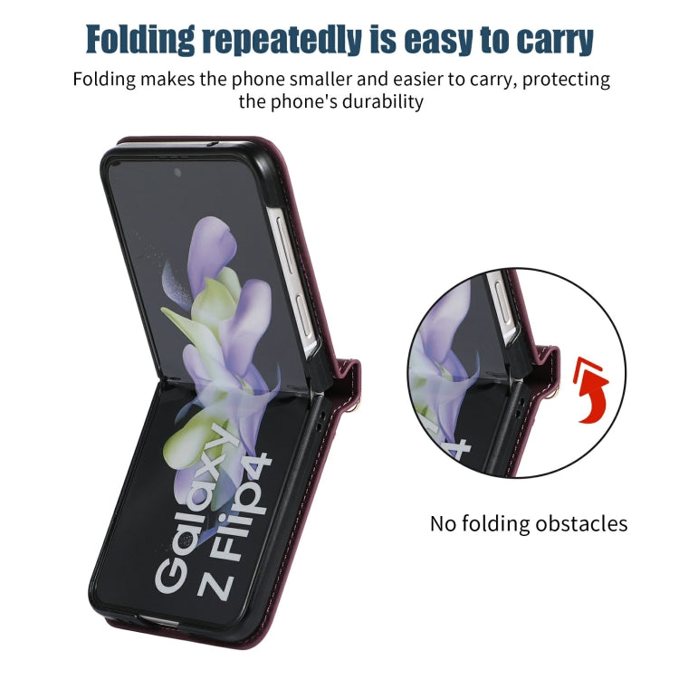 For Samsung Galaxy Z Flip3 5G Three-fold RFID Leather Phone Case with Lanyard
