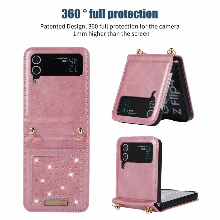 For Samsung Galaxy Z Flip3 5G Three-fold RFID Leather Phone Case with Lanyard