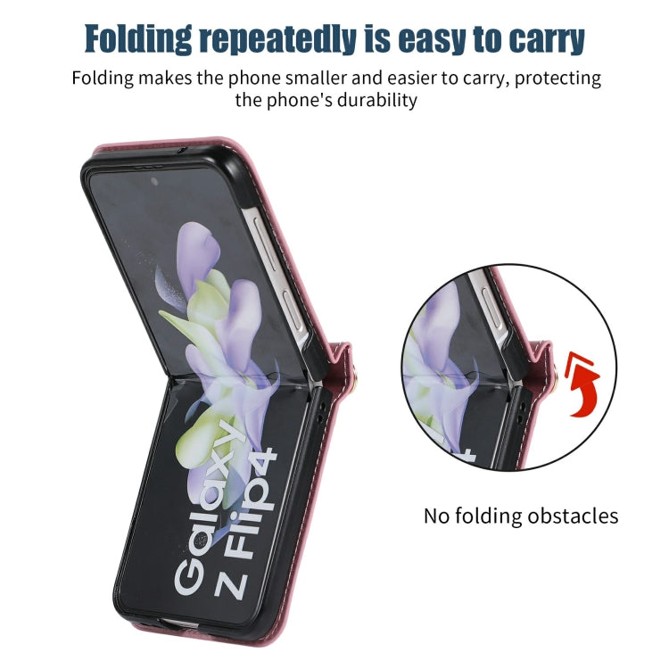 For Samsung Galaxy Z Flip3 5G Three-fold RFID Leather Phone Case with Lanyard