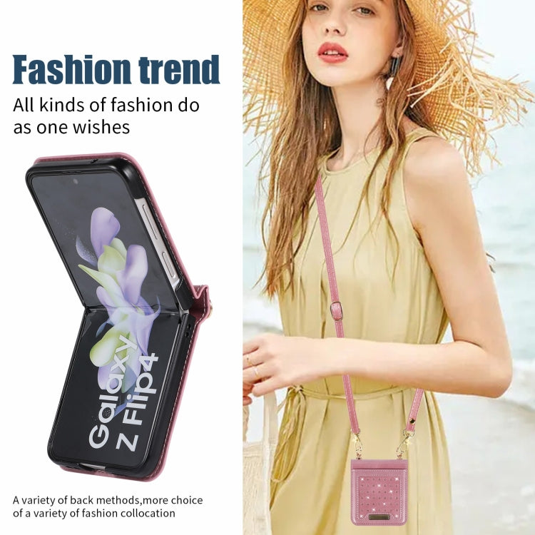 For Samsung Galaxy Z Flip3 5G Three-fold RFID Leather Phone Case with Lanyard