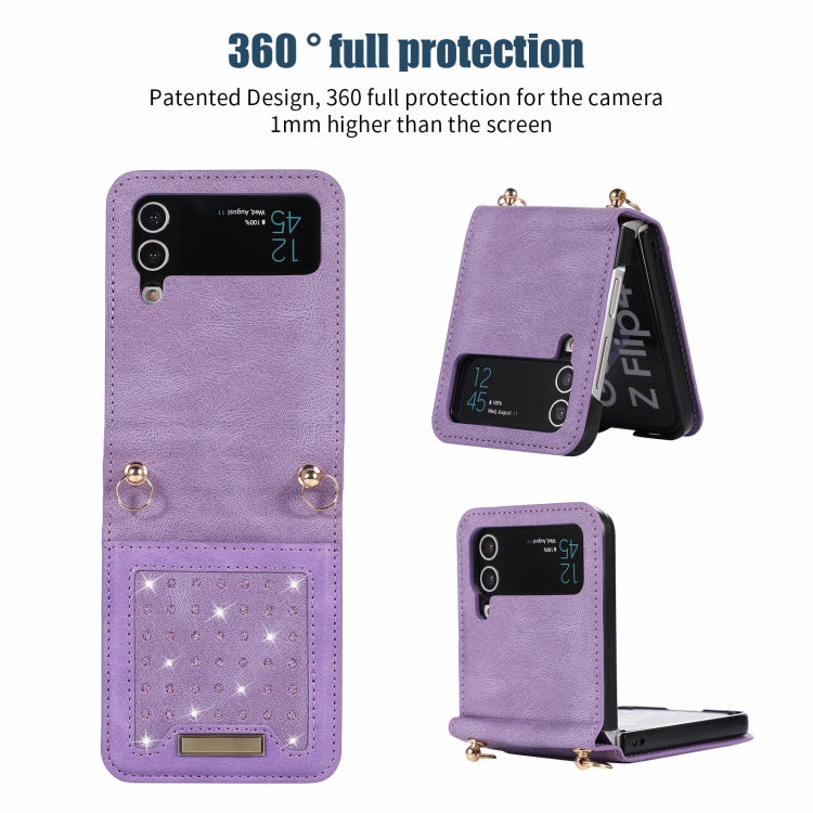 For Samsung Galaxy Z Flip3 5G Three-fold RFID Leather Phone Case with Lanyard