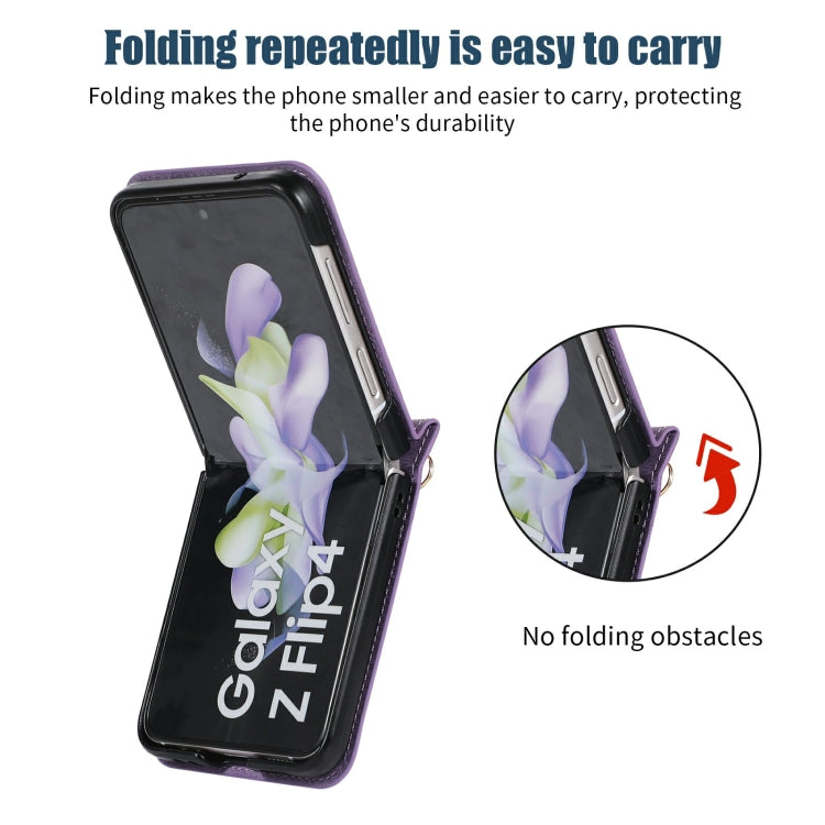 For Samsung Galaxy Z Flip3 5G Three-fold RFID Leather Phone Case with Lanyard