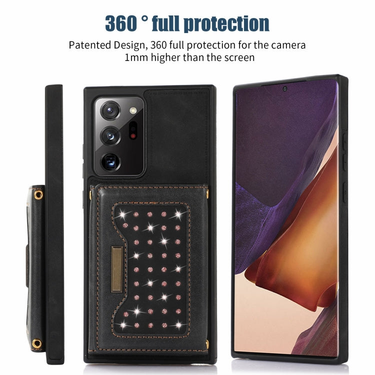 For Samsung Galaxy Note20 Ultra Three-fold RFID Leather Phone Case with Lanyard