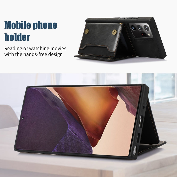 For Samsung Galaxy Note20 Ultra Three-fold RFID Leather Phone Case with Lanyard