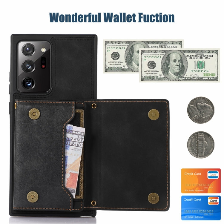 For Samsung Galaxy Note20 Ultra Three-fold RFID Leather Phone Case with Lanyard