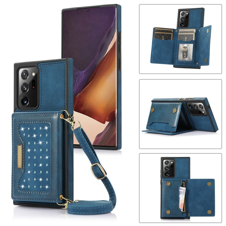 For Samsung Galaxy Note20 Ultra Three-fold RFID Leather Phone Case with Lanyard