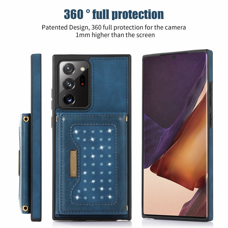 For Samsung Galaxy Note20 Ultra Three-fold RFID Leather Phone Case with Lanyard