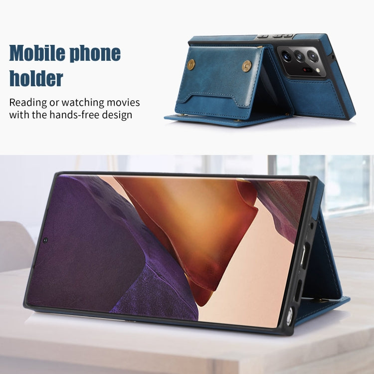 For Samsung Galaxy Note20 Ultra Three-fold RFID Leather Phone Case with Lanyard