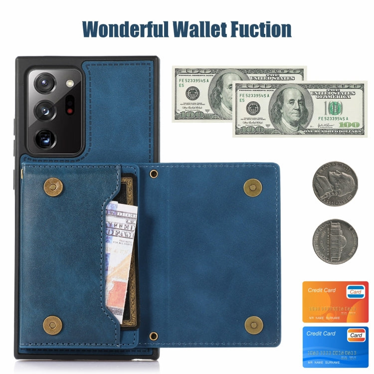 For Samsung Galaxy Note20 Ultra Three-fold RFID Leather Phone Case with Lanyard