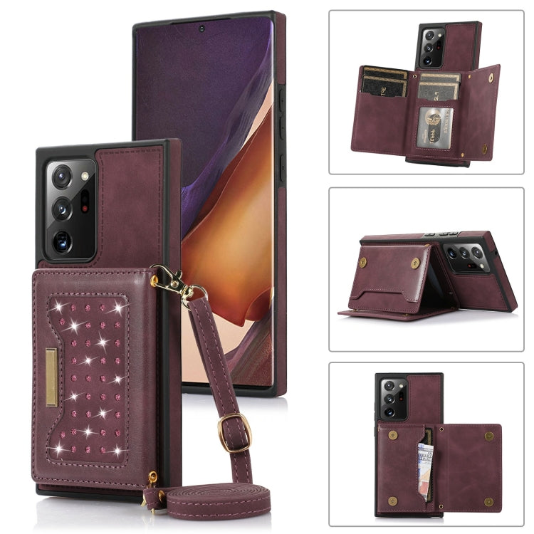 For Samsung Galaxy Note20 Ultra Three-fold RFID Leather Phone Case with Lanyard