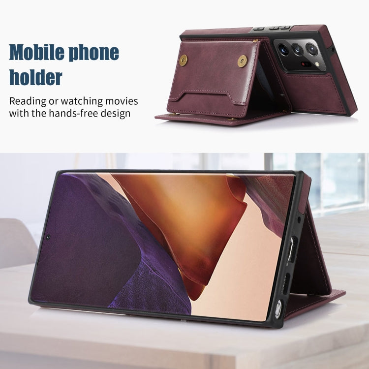 For Samsung Galaxy Note20 Ultra Three-fold RFID Leather Phone Case with Lanyard