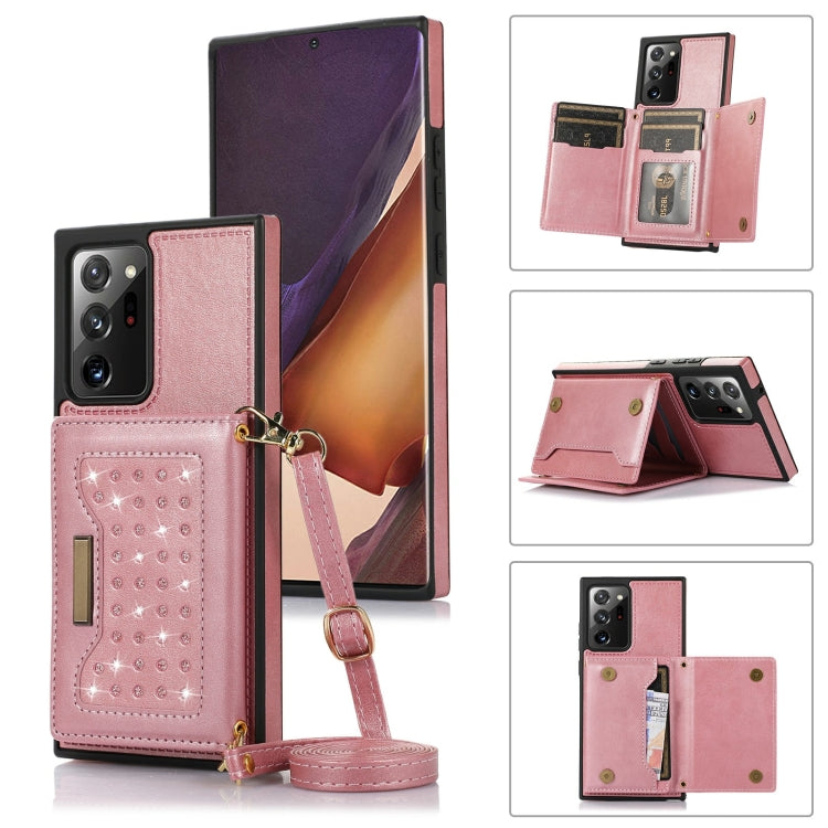 For Samsung Galaxy Note20 Ultra Three-fold RFID Leather Phone Case with Lanyard