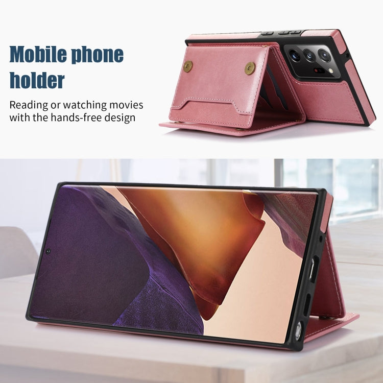 For Samsung Galaxy Note20 Ultra Three-fold RFID Leather Phone Case with Lanyard
