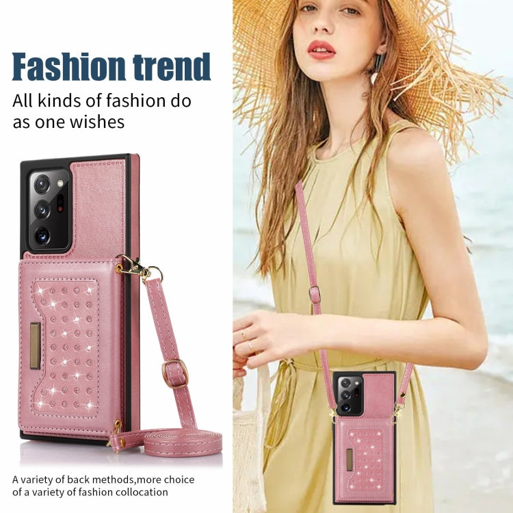 For Samsung Galaxy Note20 Ultra Three-fold RFID Leather Phone Case with Lanyard