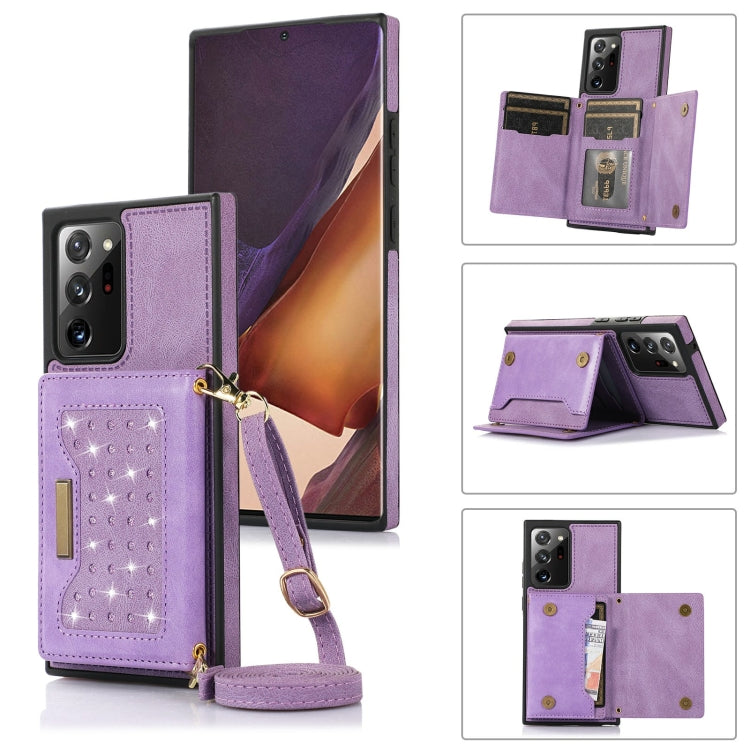 For Samsung Galaxy Note20 Ultra Three-fold RFID Leather Phone Case with Lanyard