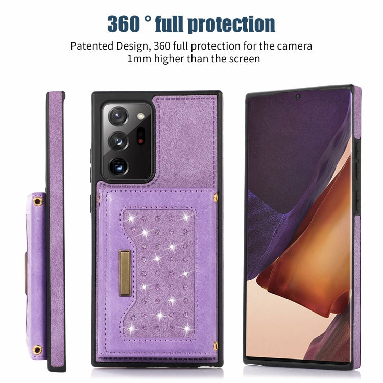 For Samsung Galaxy Note20 Ultra Three-fold RFID Leather Phone Case with Lanyard