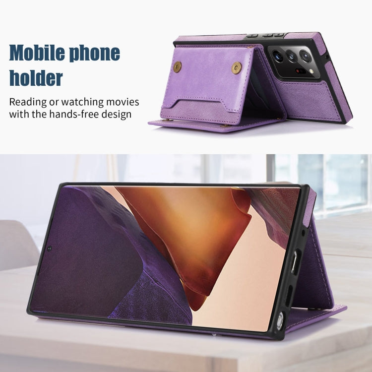 For Samsung Galaxy Note20 Ultra Three-fold RFID Leather Phone Case with Lanyard