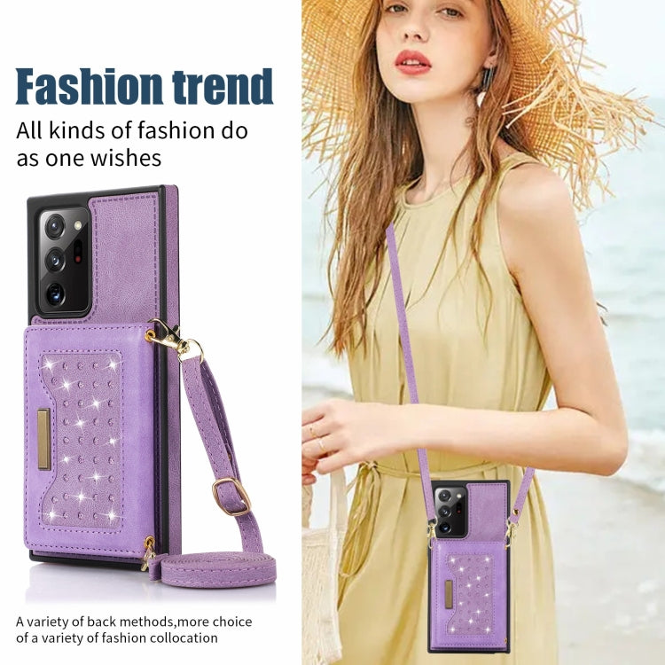 For Samsung Galaxy Note20 Ultra Three-fold RFID Leather Phone Case with Lanyard