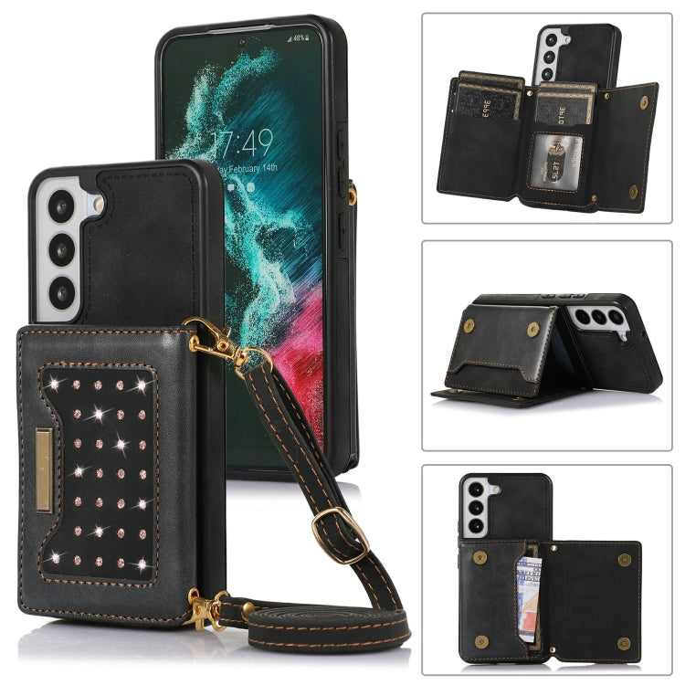For Samsung Galaxy S21 Three-fold RFID Leather Phone Case with Lanyard