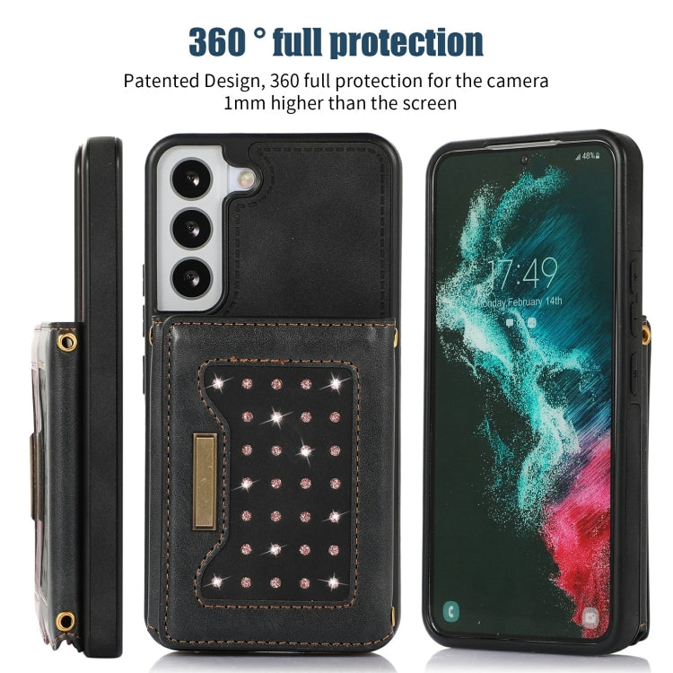 For Samsung Galaxy S21 Three-fold RFID Leather Phone Case with Lanyard