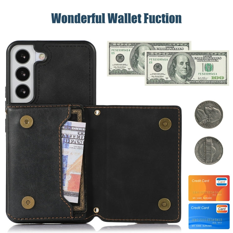 For Samsung Galaxy S21 Three-fold RFID Leather Phone Case with Lanyard