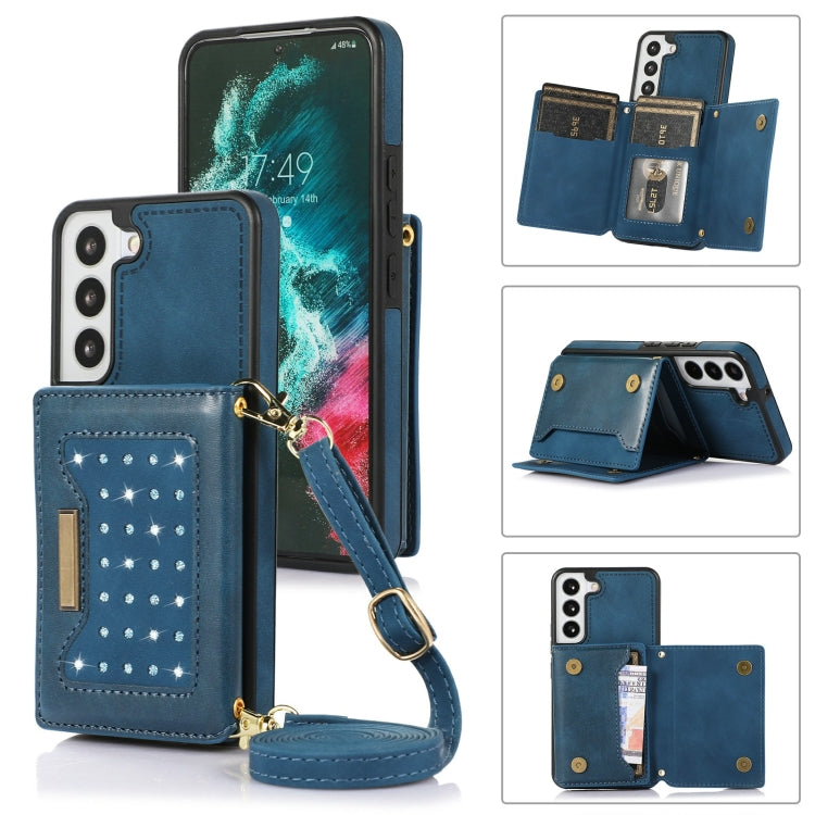 For Samsung Galaxy S21 Three-fold RFID Leather Phone Case with Lanyard