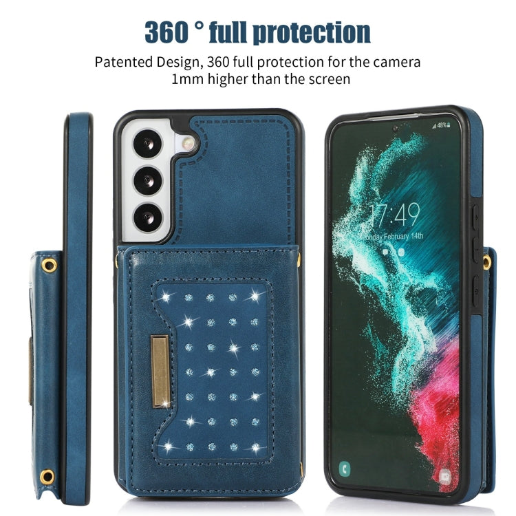 For Samsung Galaxy S21 Three-fold RFID Leather Phone Case with Lanyard