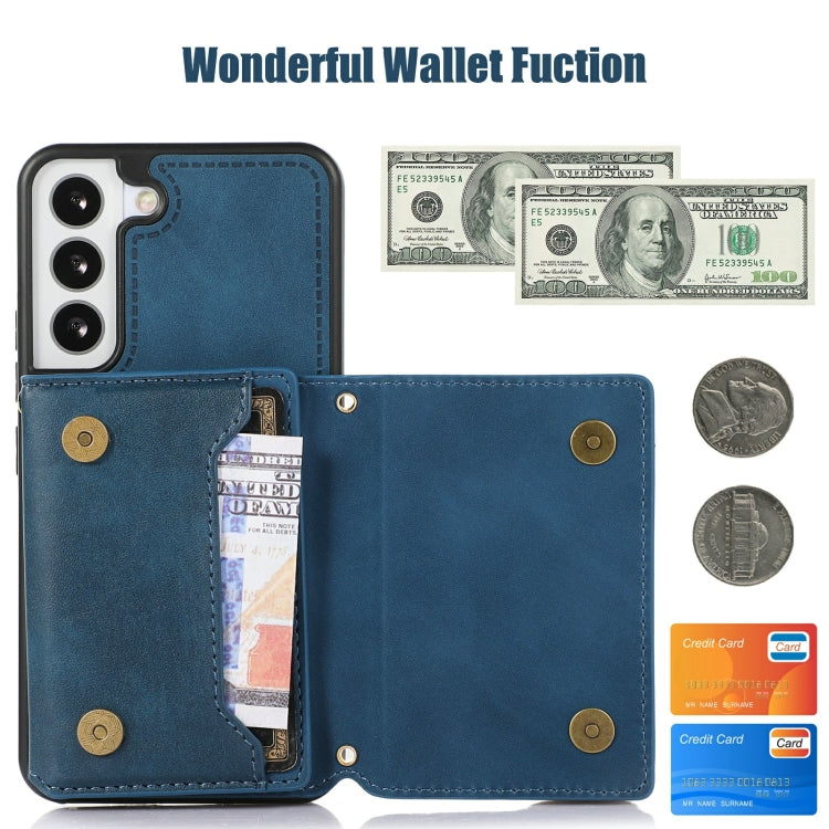 For Samsung Galaxy S21 Three-fold RFID Leather Phone Case with Lanyard