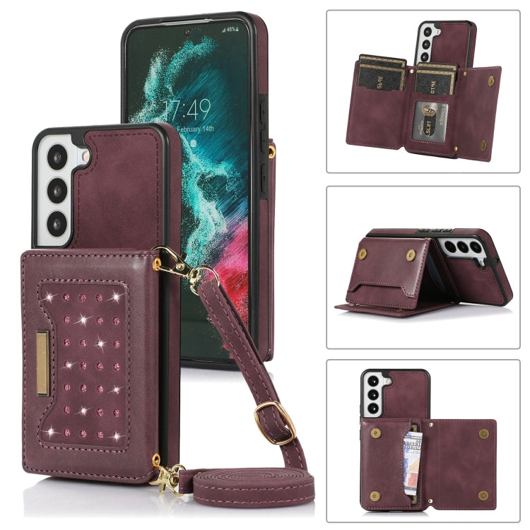 For Samsung Galaxy S21 Three-fold RFID Leather Phone Case with Lanyard