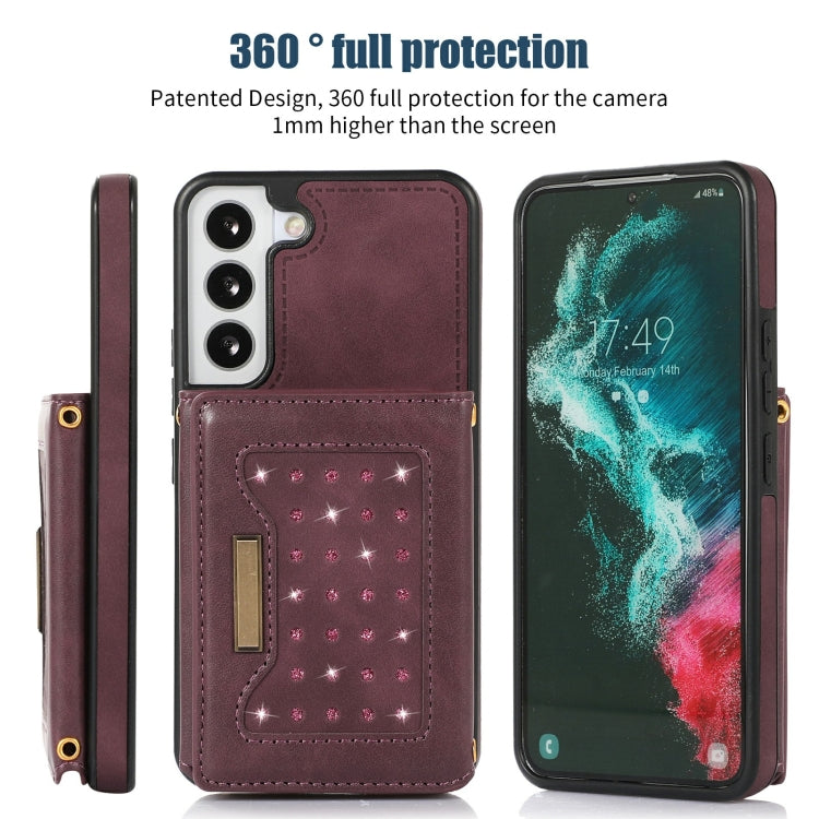 For Samsung Galaxy S21 Three-fold RFID Leather Phone Case with Lanyard