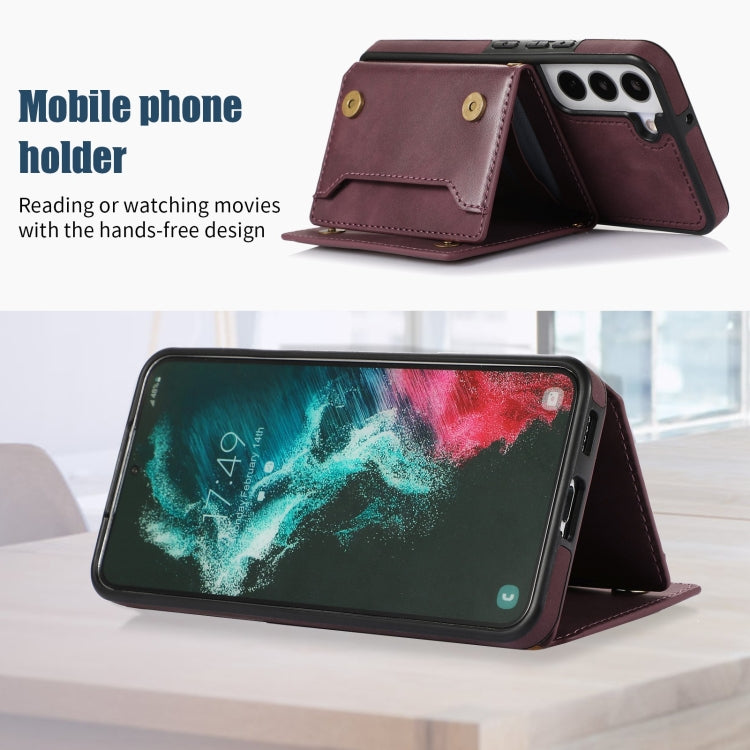 For Samsung Galaxy S21 Three-fold RFID Leather Phone Case with Lanyard