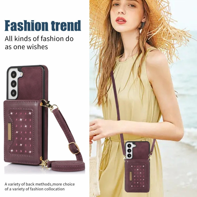 For Samsung Galaxy S21 Three-fold RFID Leather Phone Case with Lanyard