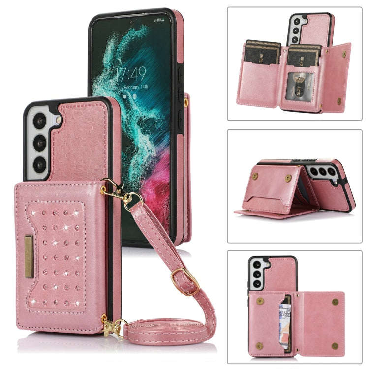 For Samsung Galaxy S21 Three-fold RFID Leather Phone Case with Lanyard