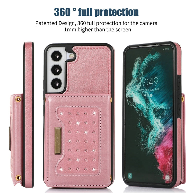 For Samsung Galaxy S21 Three-fold RFID Leather Phone Case with Lanyard